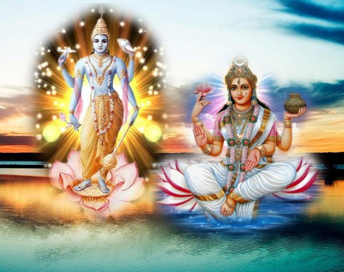 Kshirodakashayi Vishnu and Ganga Devi -- the traditional identities of Vasudha's two surviving children, Virabhadra and Ganga Devi, whom Jahnava raised as her own.
