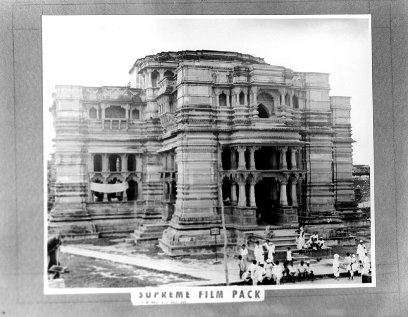 A 1949 photograph of the Govind Dev temple at Vrindavana, the red-sandstone temple to the Deity Raghunatha Bhatta Goswami served for roughly forty years and helped inspire his disciples to build.