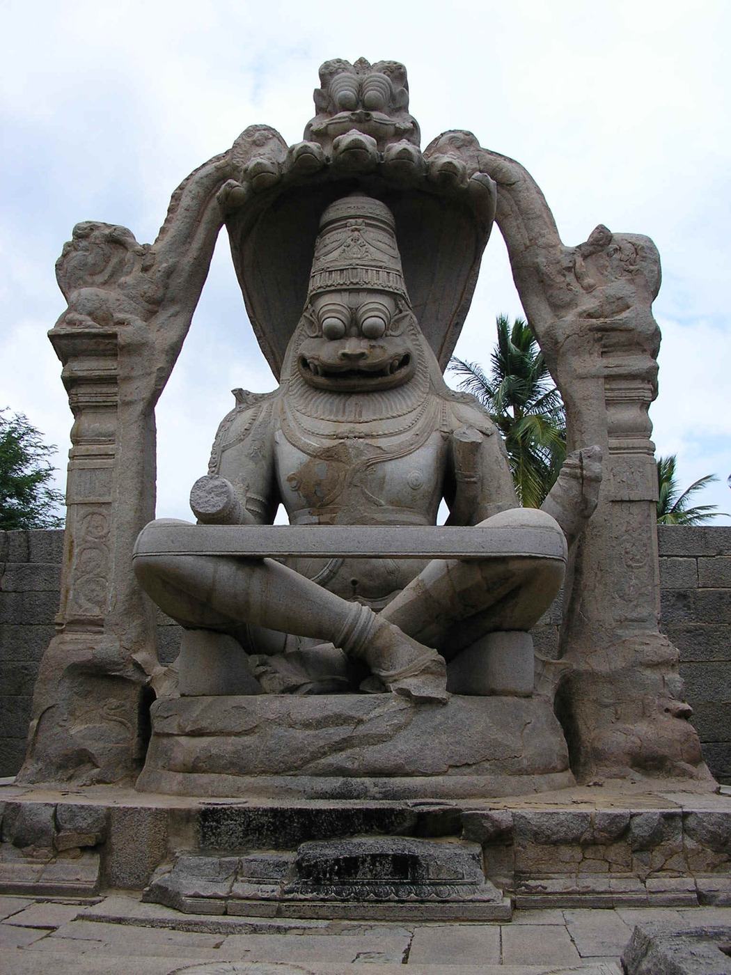 A Lakshmi-Narasimha deity statue at Hampi; Sridhara Swami's own devotion to Lord Nrisimha shows through in the invocation verses of the Bhavartha-dipika