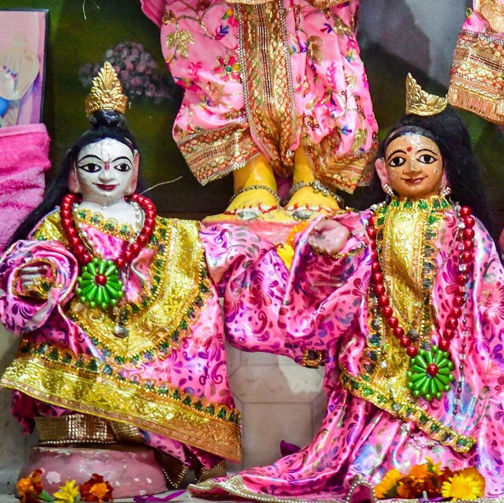 Deities of Sri Baladeva and Subhadra Devi worshiped within the same Mamagachi temple complex that carries Vasudeva Datta's legacy forward today.